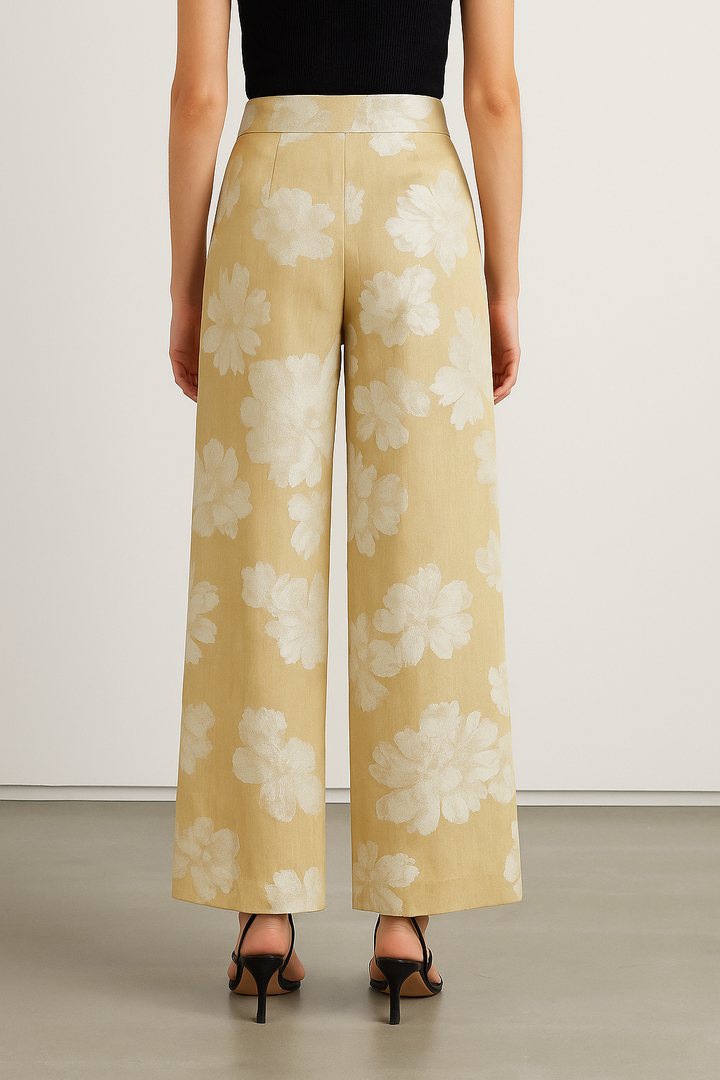Floral Jacquard Straight Pants