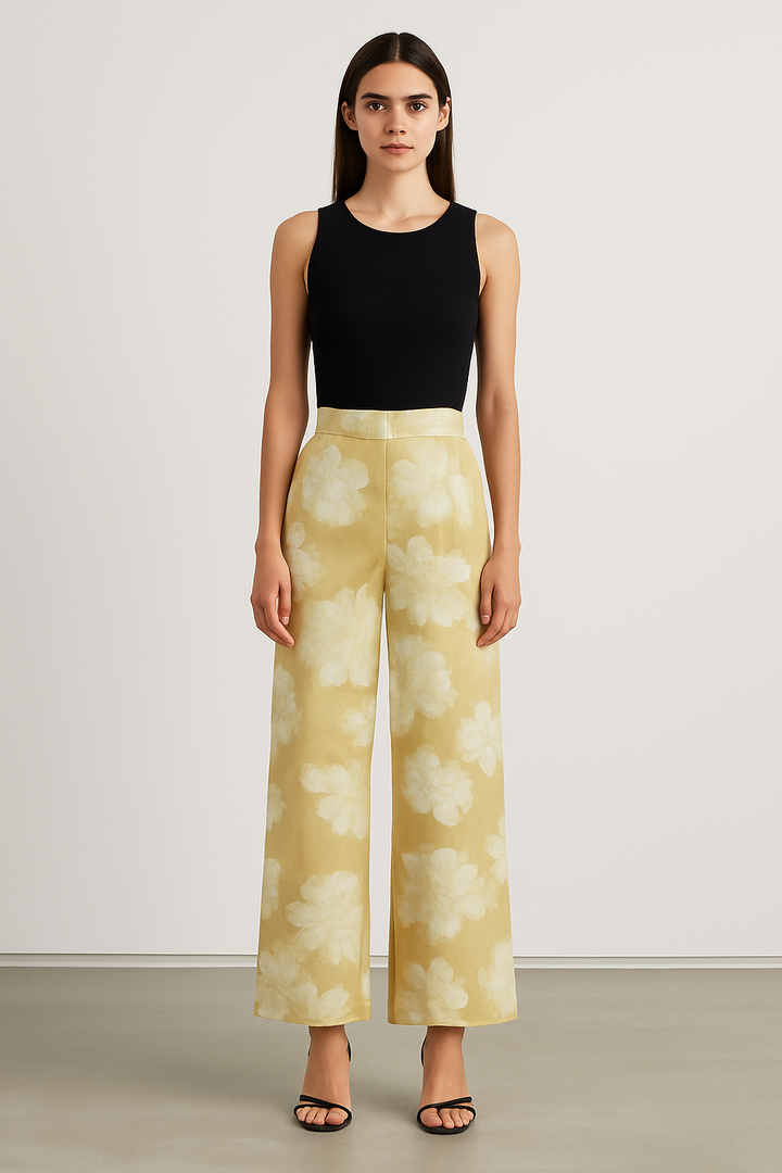 Floral Jacquard Straight Pants