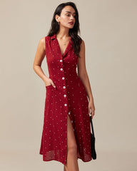 Red Retro Dot Midi Dress