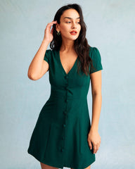 Deep Green V-Neckline Mini