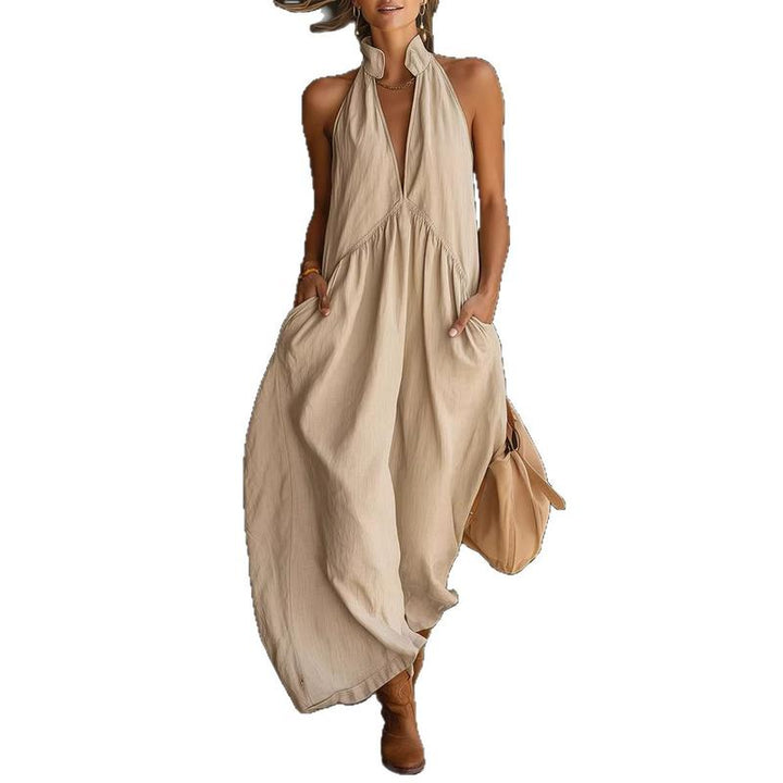 Lucia Halter Neck Maxi Dress (With Pockets)