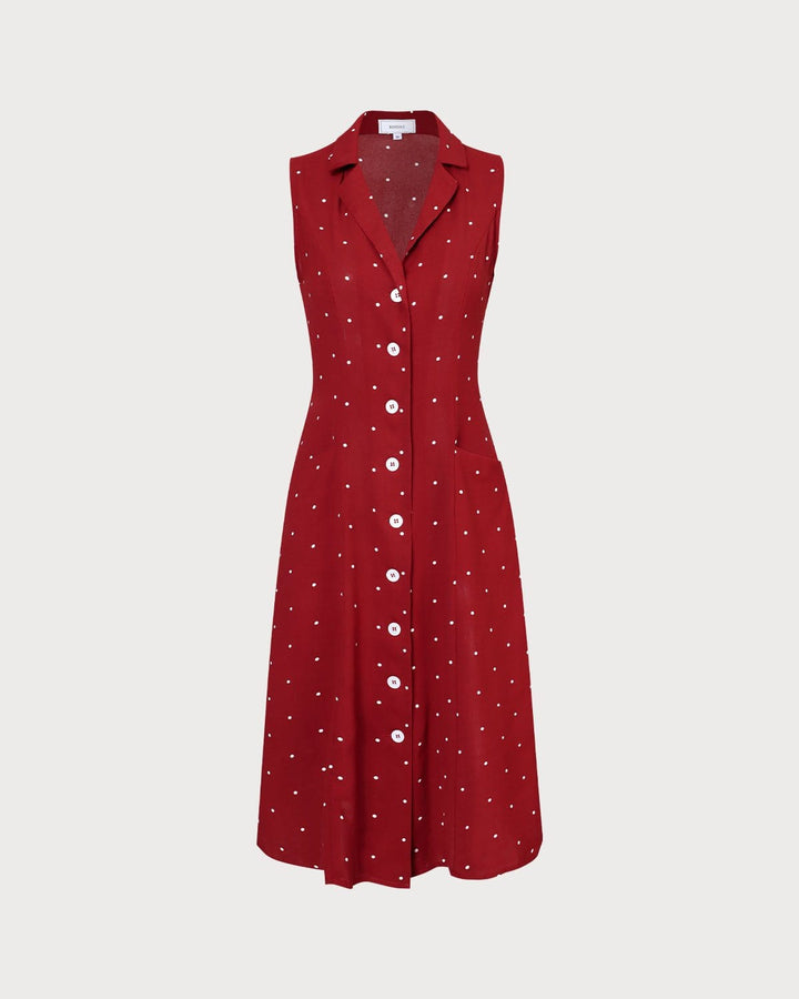 Red Retro Dot Midi Dress