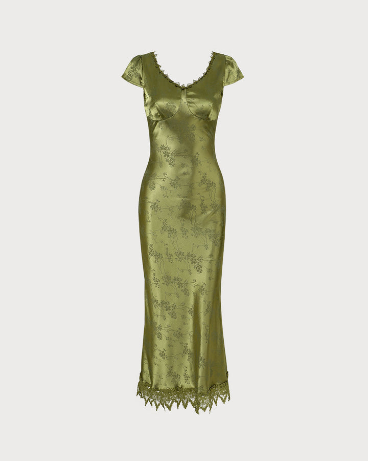 Textured Jacquard Midi Dress with Cap Sleeves