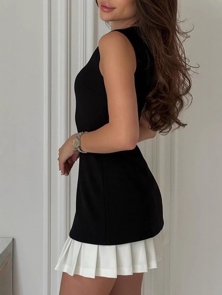 Charlotte Two-Tone Pleated Mini Dress