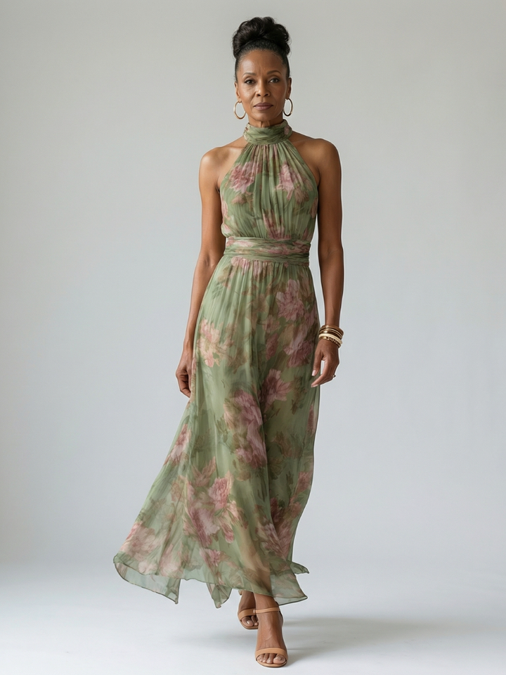 Rima | Gathered Halter Midi Dress