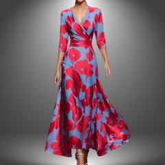 Zora - Flattering V-Neck Half Sleeve Boho Maxi Dress