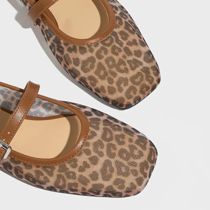 Leopard Mary Jane Flats