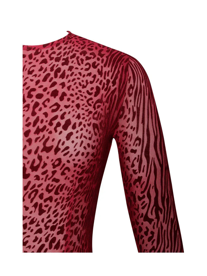 Lariza Sculpted Print Mesh Gown