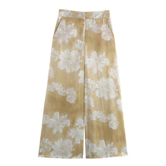 Floral Jacquard Straight Pants