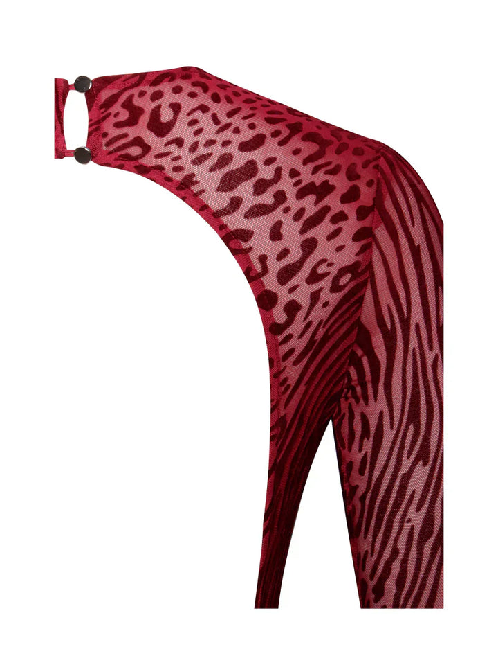 Lariza Sculpted Print Mesh Gown