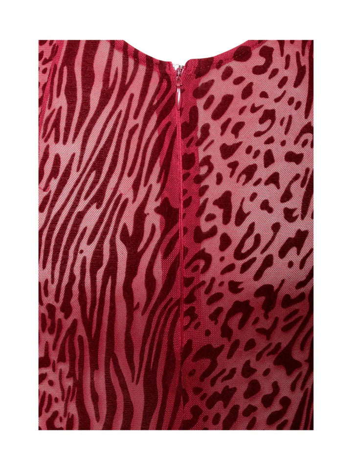 Lariza Sculpted Print Mesh Gown