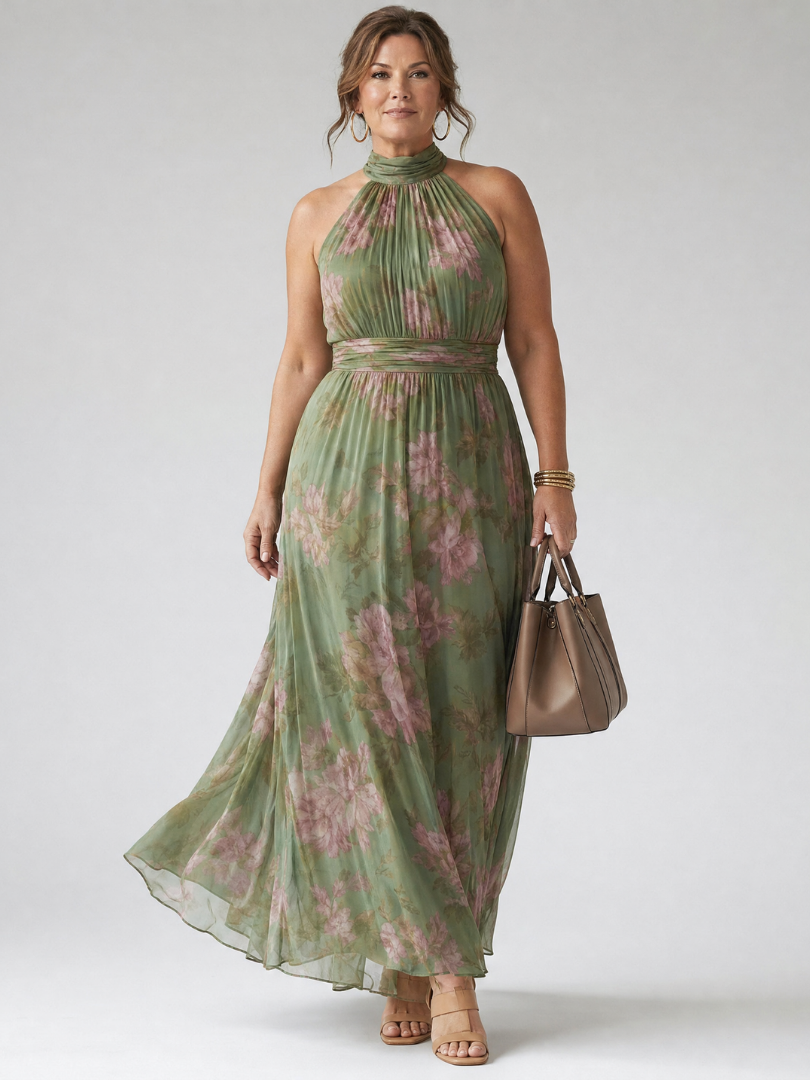 Rima | Gathered Halter Midi Dress