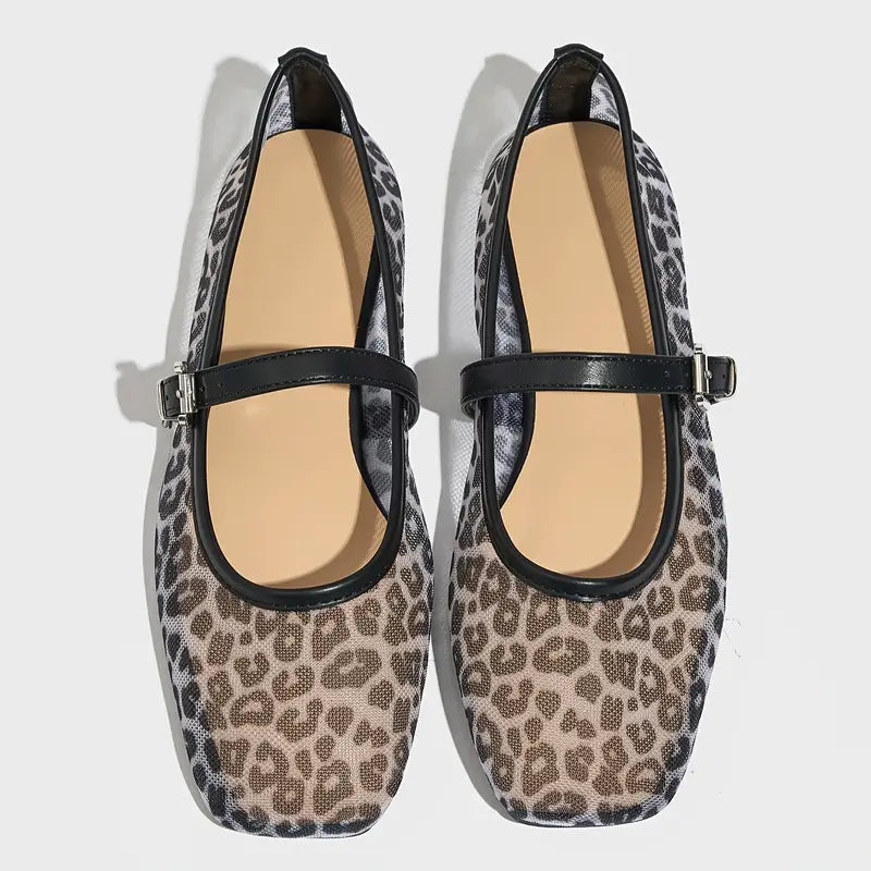 Leopard Mary Jane Flats
