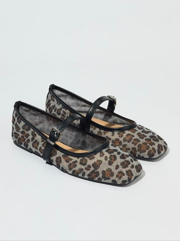Leopard Mary Jane Flats