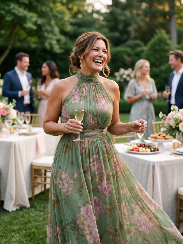 Rima | Gathered Halter Midi Dress