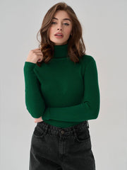 Minimalist Turtleneck Slim Knit Top