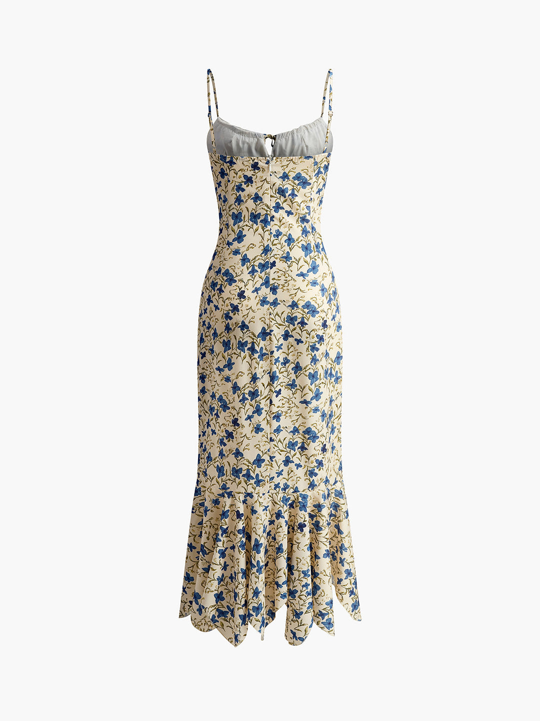 Blue Floral Spaghetti Strap Maxi Dress