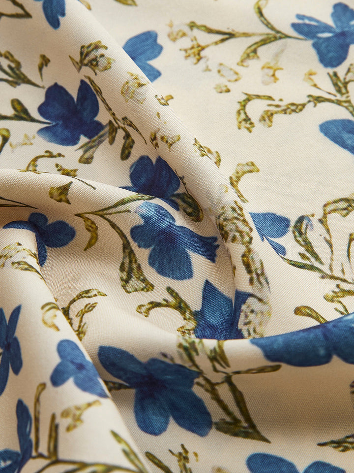 Blue Floral Spaghetti Strap Maxi Dress