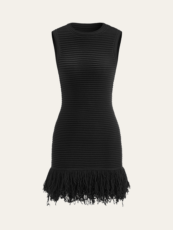 Sleeveless Fringe Hem Dress