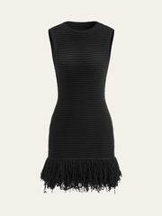 Sleeveless Fringe Hem Dress