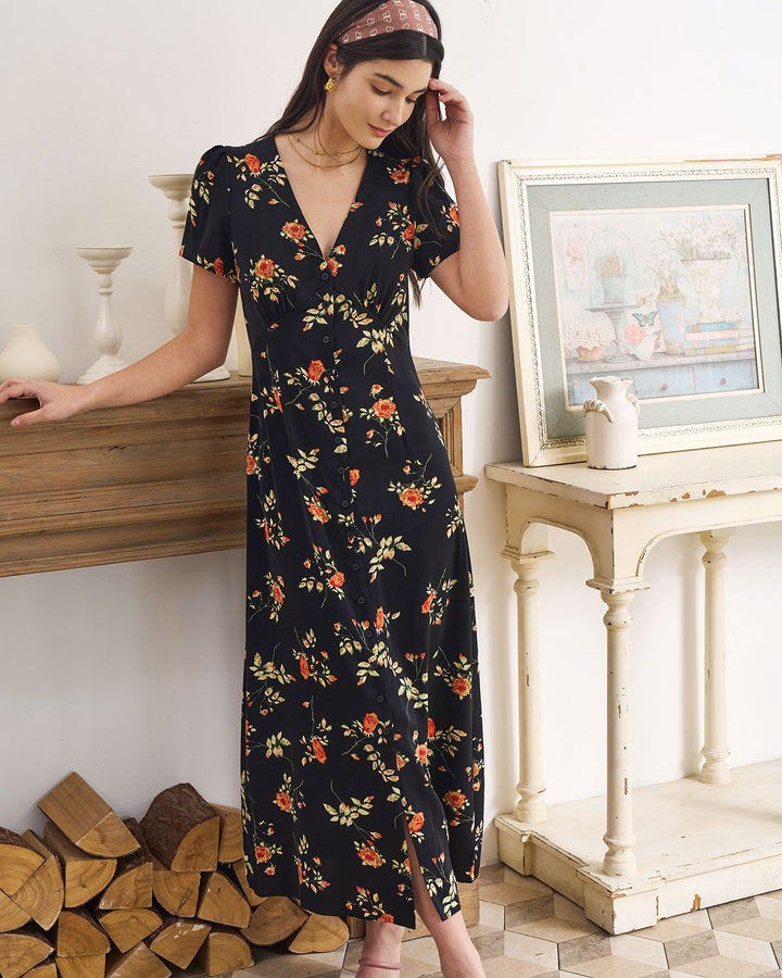 Black Floral Elegance Maxi