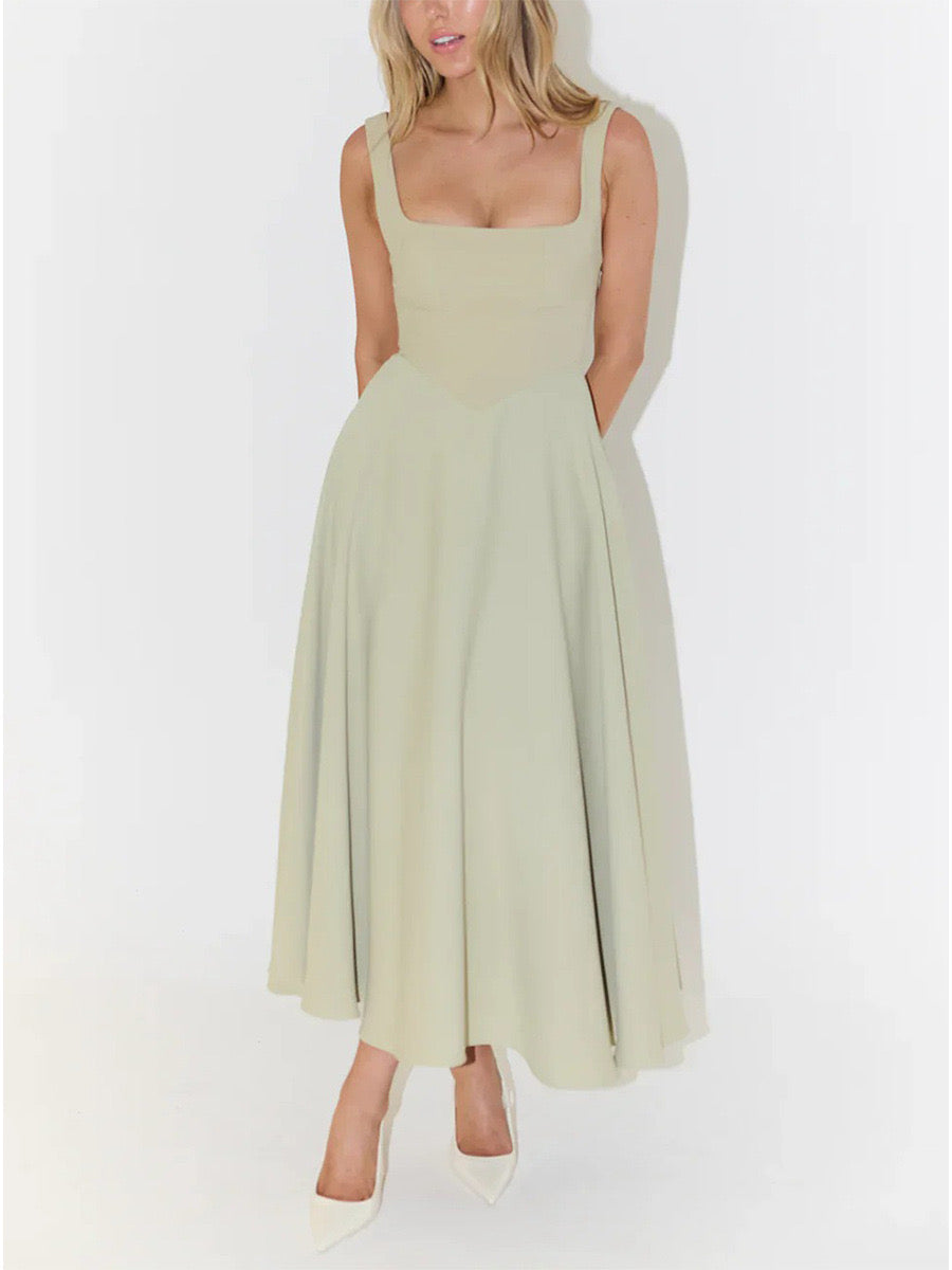 Alma Square Neck Midi Dress
