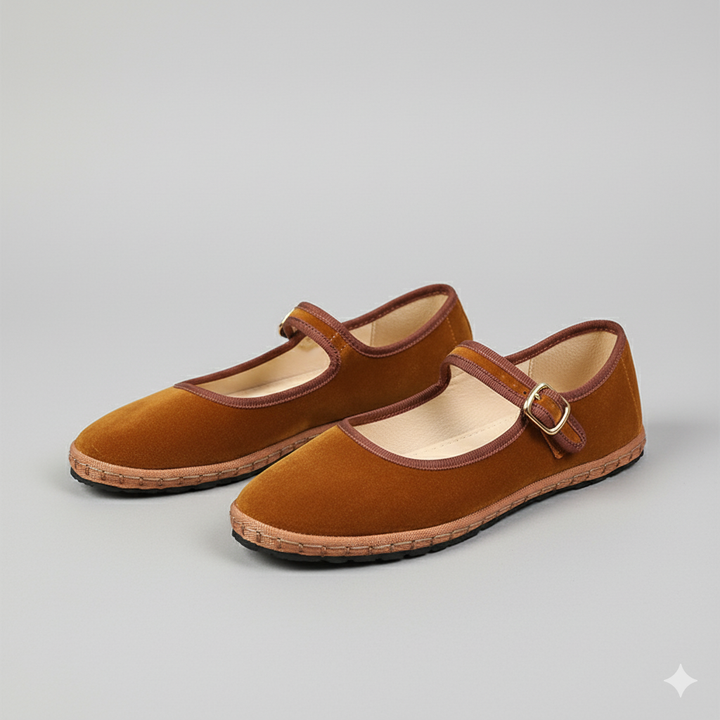 Velvet Mary Jane Flats