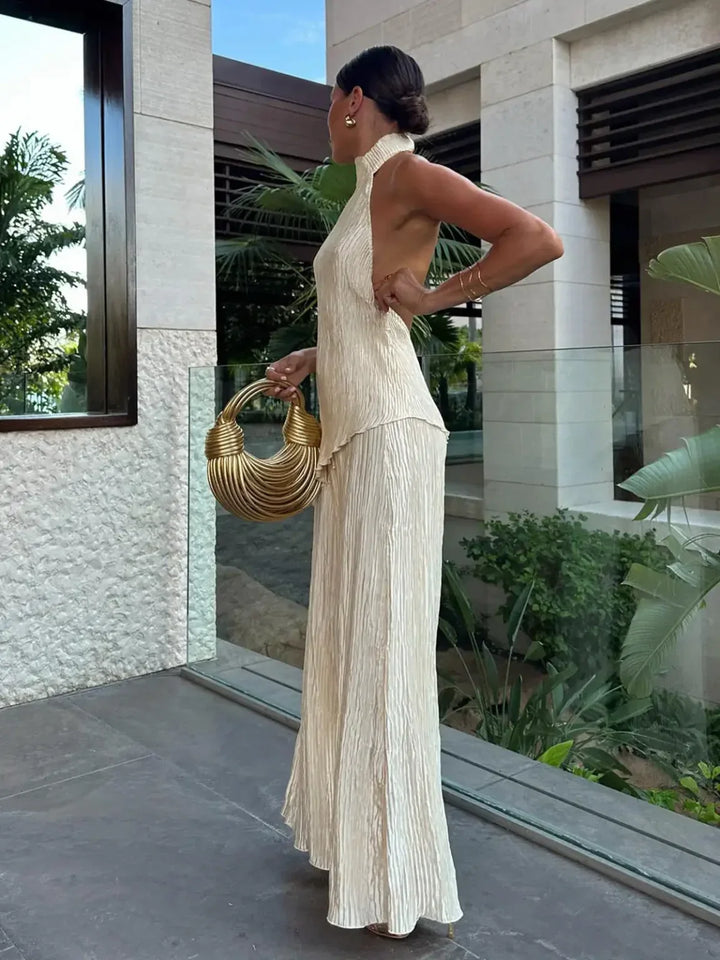 Amara Golden Serenity Pleated Set