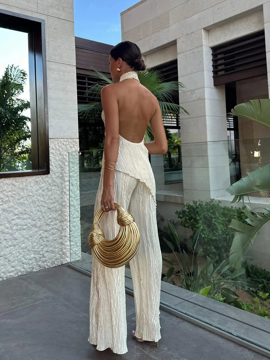 Amara Golden Serenity Pleated Set