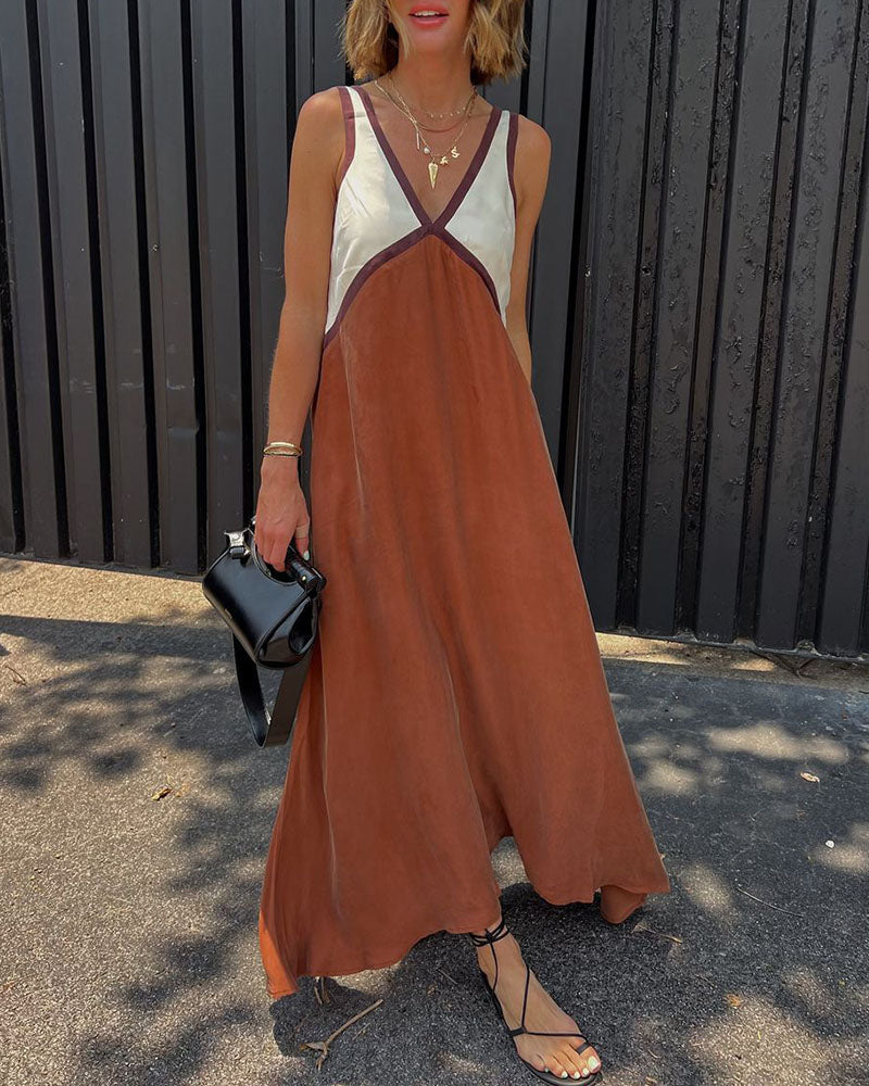 Luna's Bold Contrast Maxi Dress