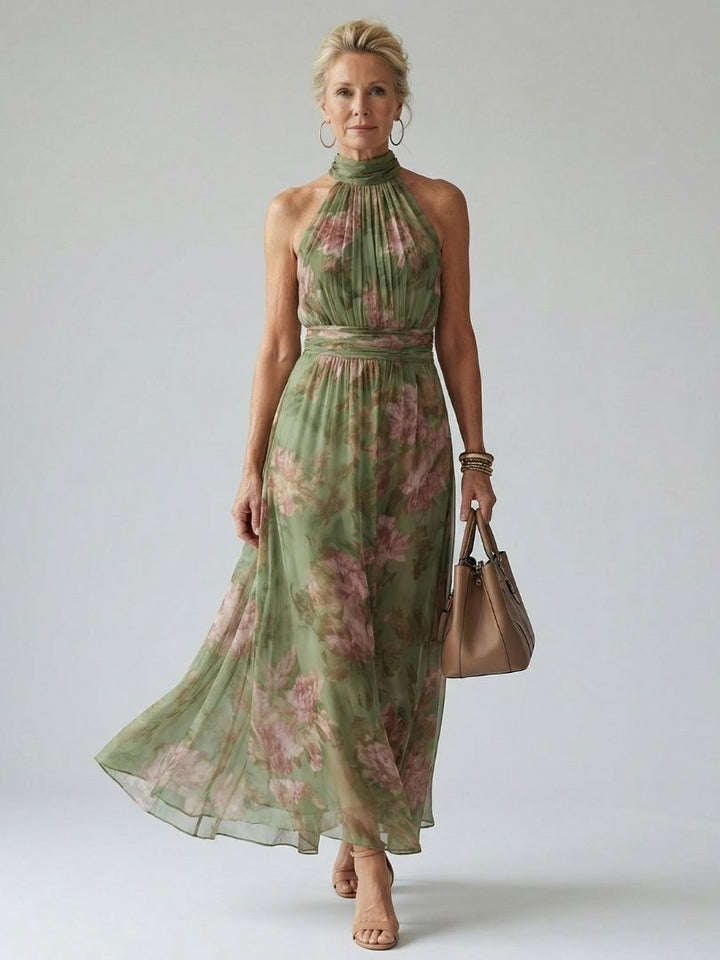 Rima | Gathered Halter Midi Dress