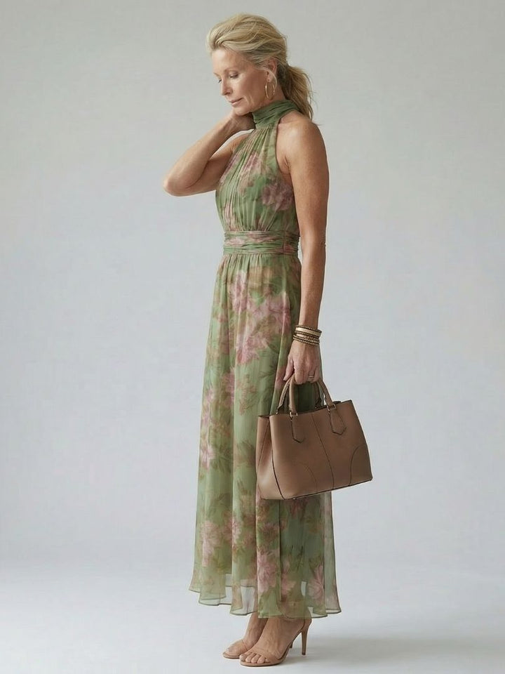 Rima | Gathered Halter Midi Dress