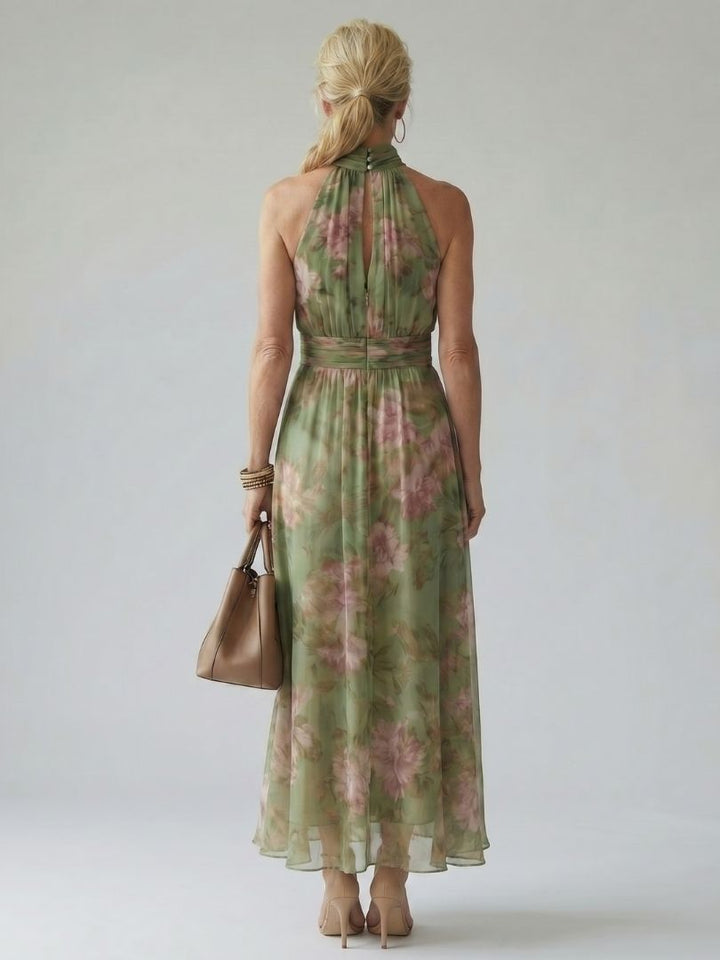 Rima | Gathered Halter Midi Dress