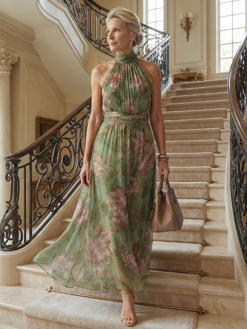 Rima | Gathered Halter Midi Dress