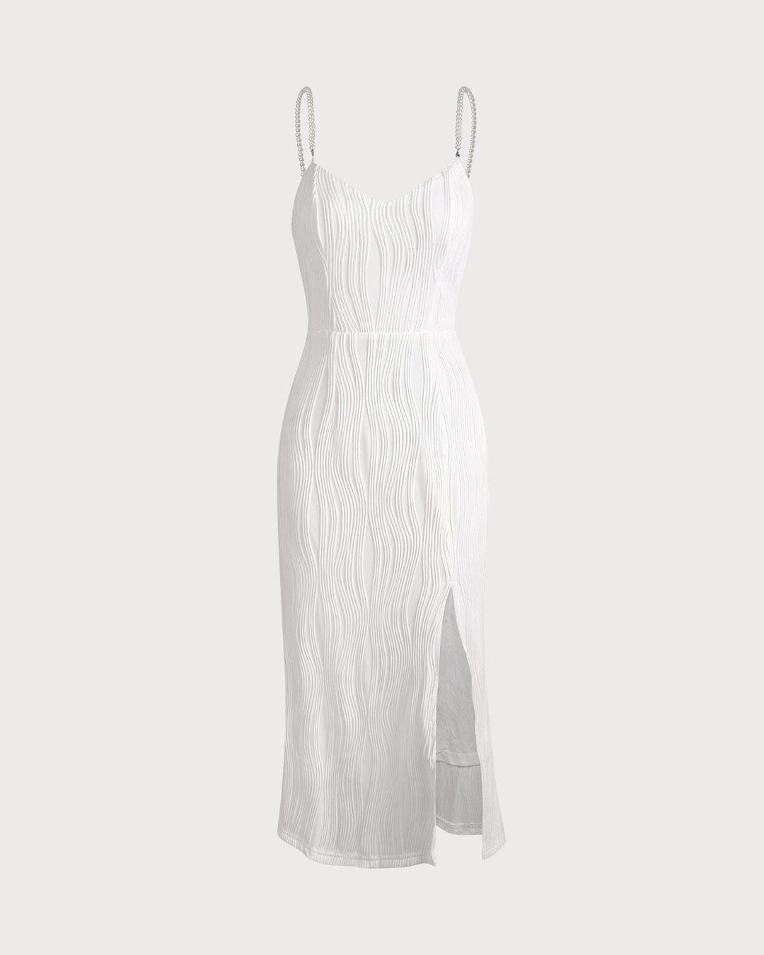 Pearl Strap Textured Midi Dress