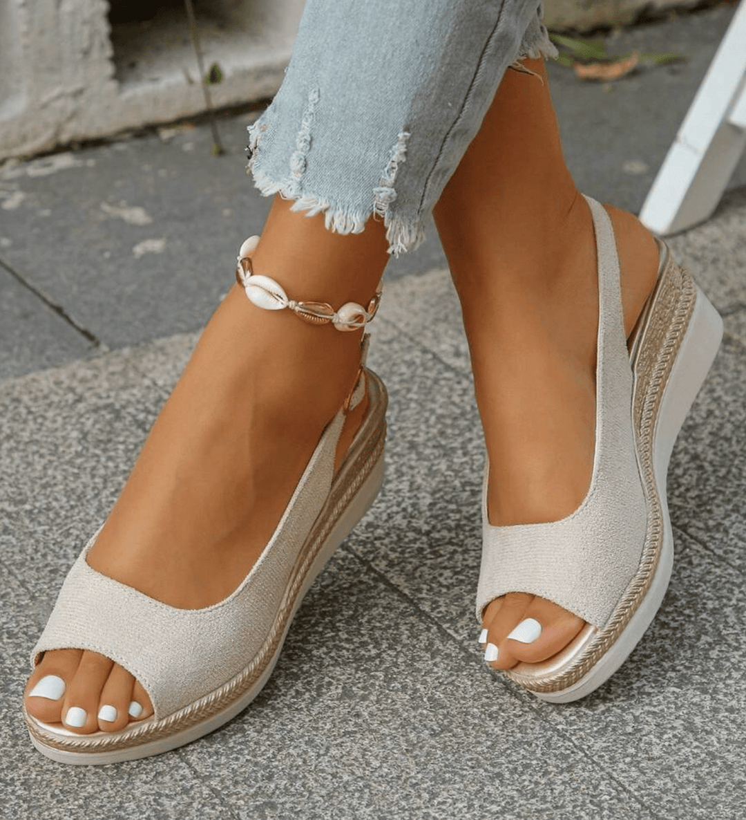 Orthopedic Sandals for Women Cushioned Insole, Slingback Strap, Espadrille Trim
