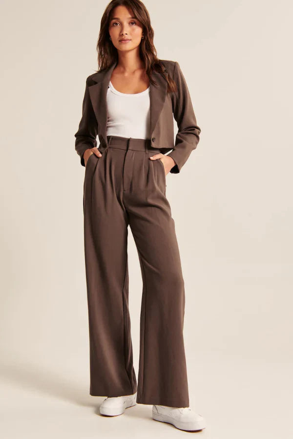 Lucia Pleated Brown Tailored Pants