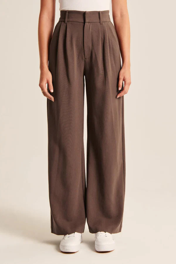 Lucia Pleated Brown Tailored Pants