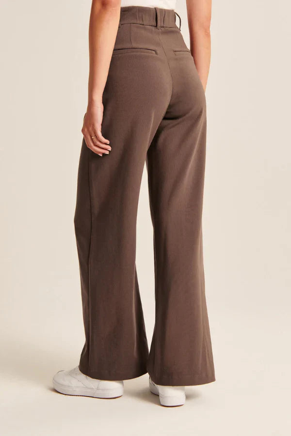 Lucia Pleated Brown Tailored Pants
