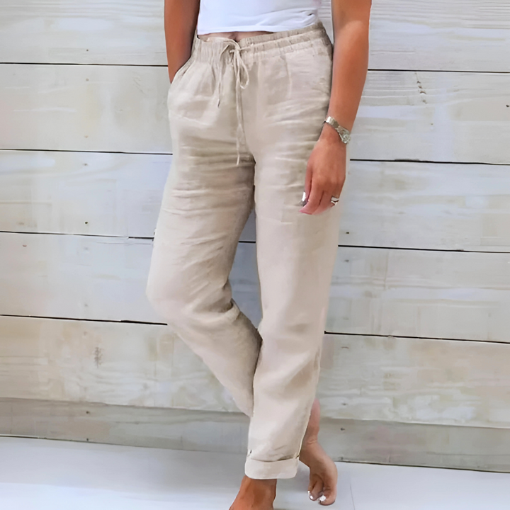 Stretchy Lightweight Pants Women Cotton Elastic Waist Comfort Fit