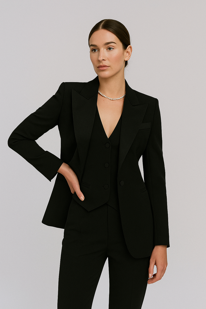 Women’s 3-Piece Suit Set – Tailored Blazer, Vest, and Slim-Fit Trousers – Elegant All-Season Outfit