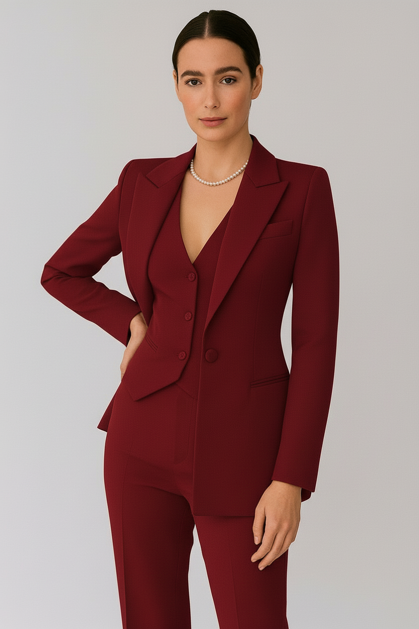 Women’s 3-Piece Suit Set – Tailored Blazer, Vest, and Slim-Fit Trousers – Elegant All-Season Outfit