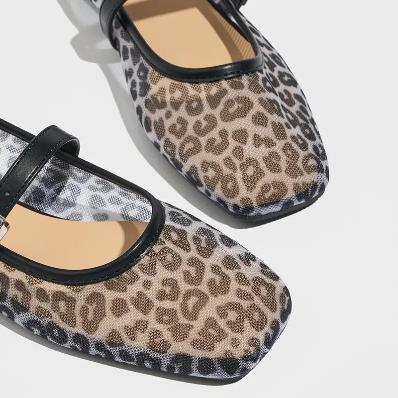 Leopard Mary Jane Flats