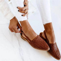 Leather Braided Moccasins Women's Shoes Woven Detail, Secure Ankle Strap, Comfortable Fit