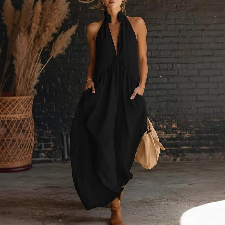 Lucia Halter Neck Maxi Dress (With Pockets)