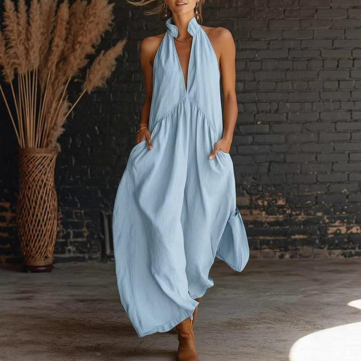 Lucia Halter Neck Maxi Dress (With Pockets)