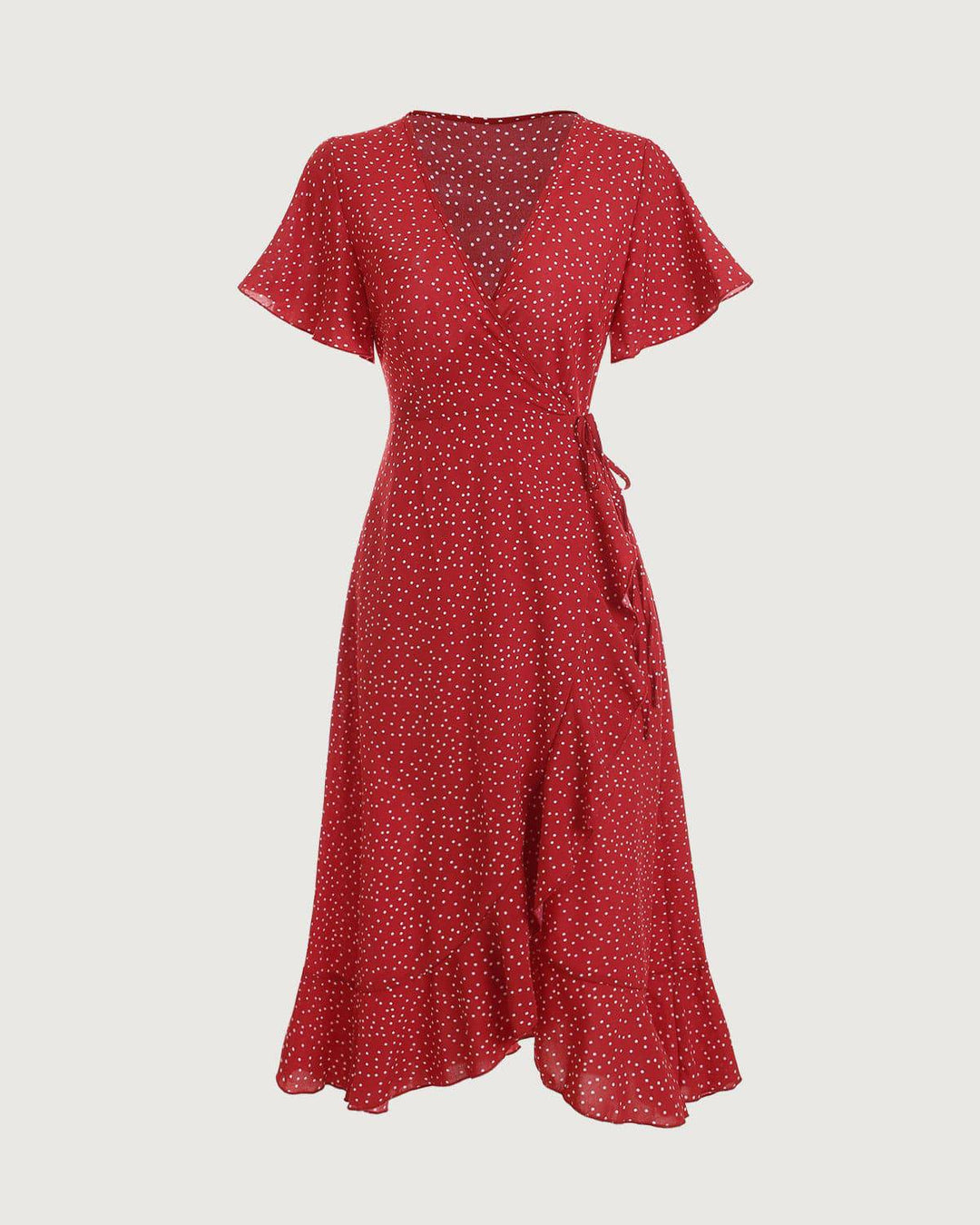 Dotted Ruffle Wrap Dress