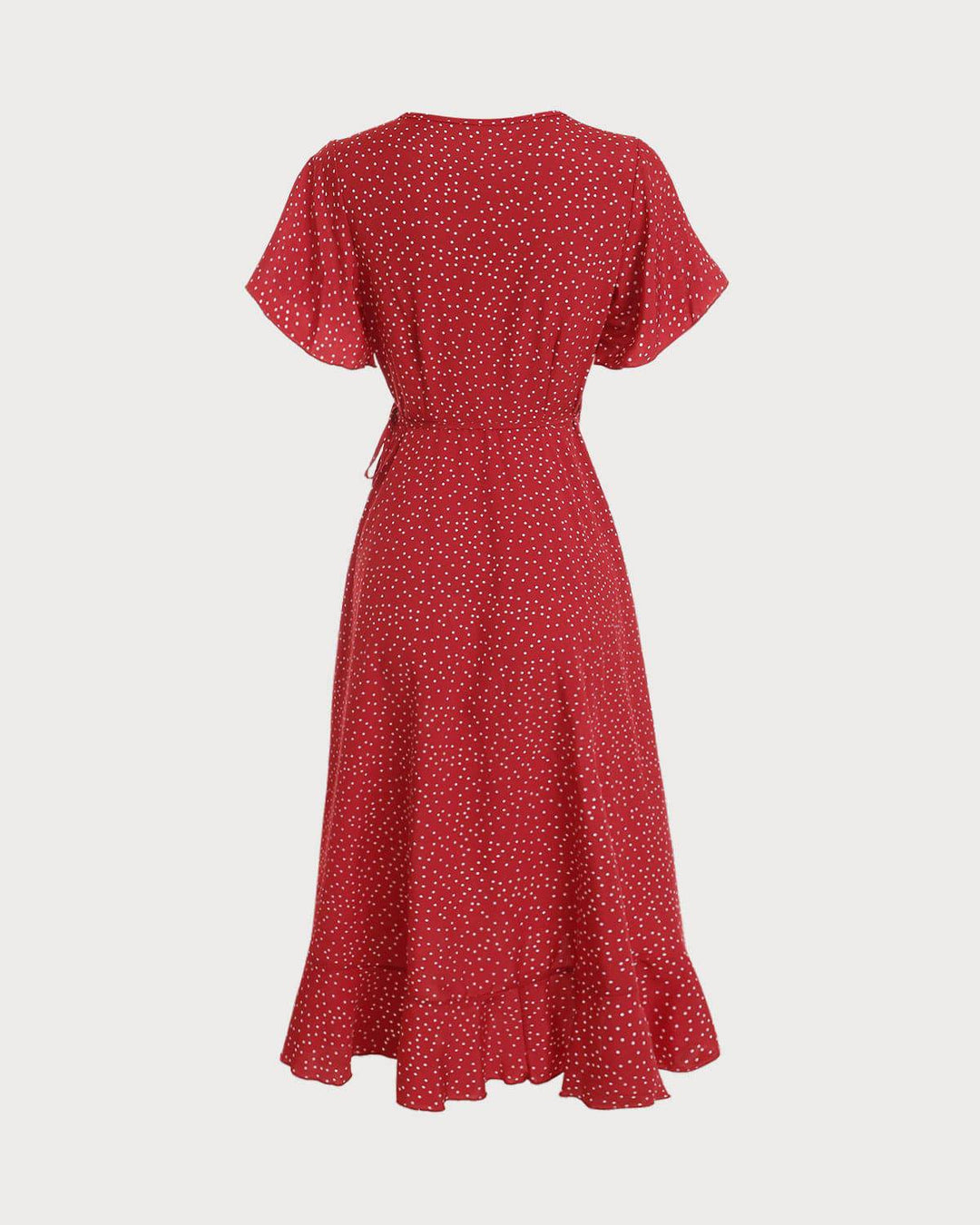 Dotted Ruffle Wrap Dress