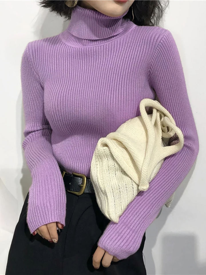 Valentina Ribbed Knit Turtleneck