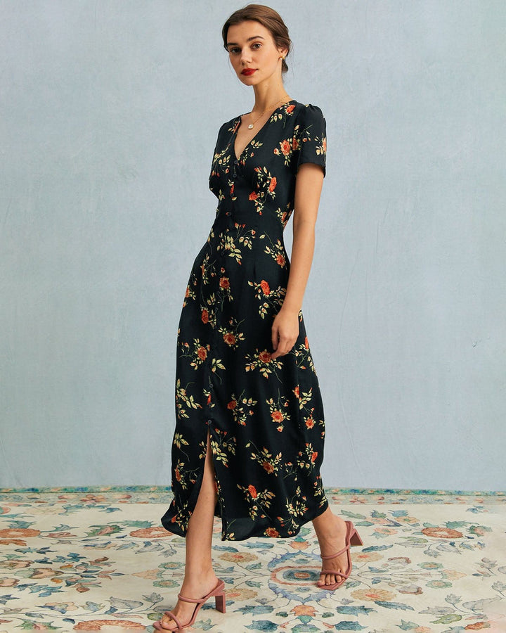 Black Floral Elegance Maxi